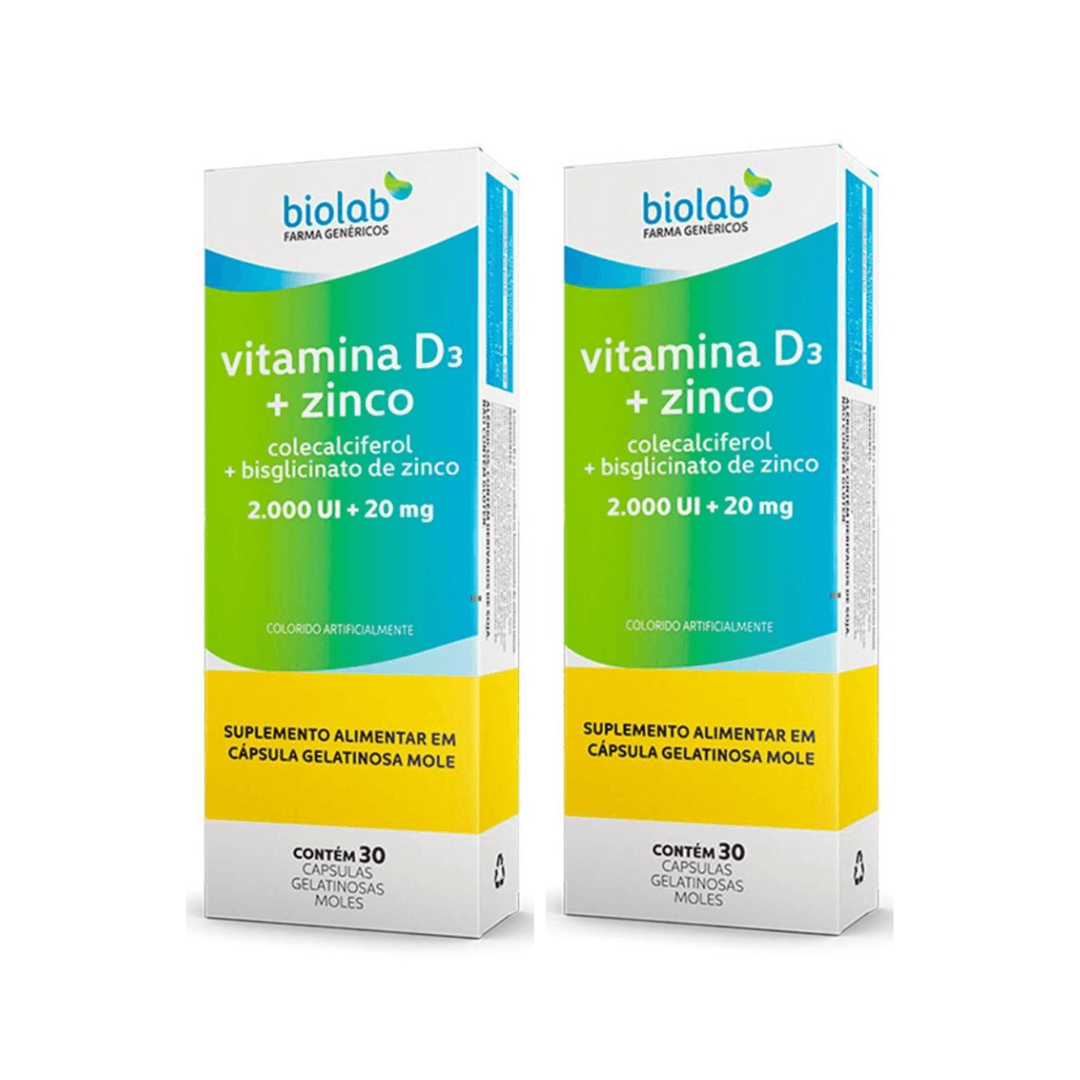 Vitamina D3 2000ui + Zinco 20mg Biolab 30 Cápsulas - Imagem 2