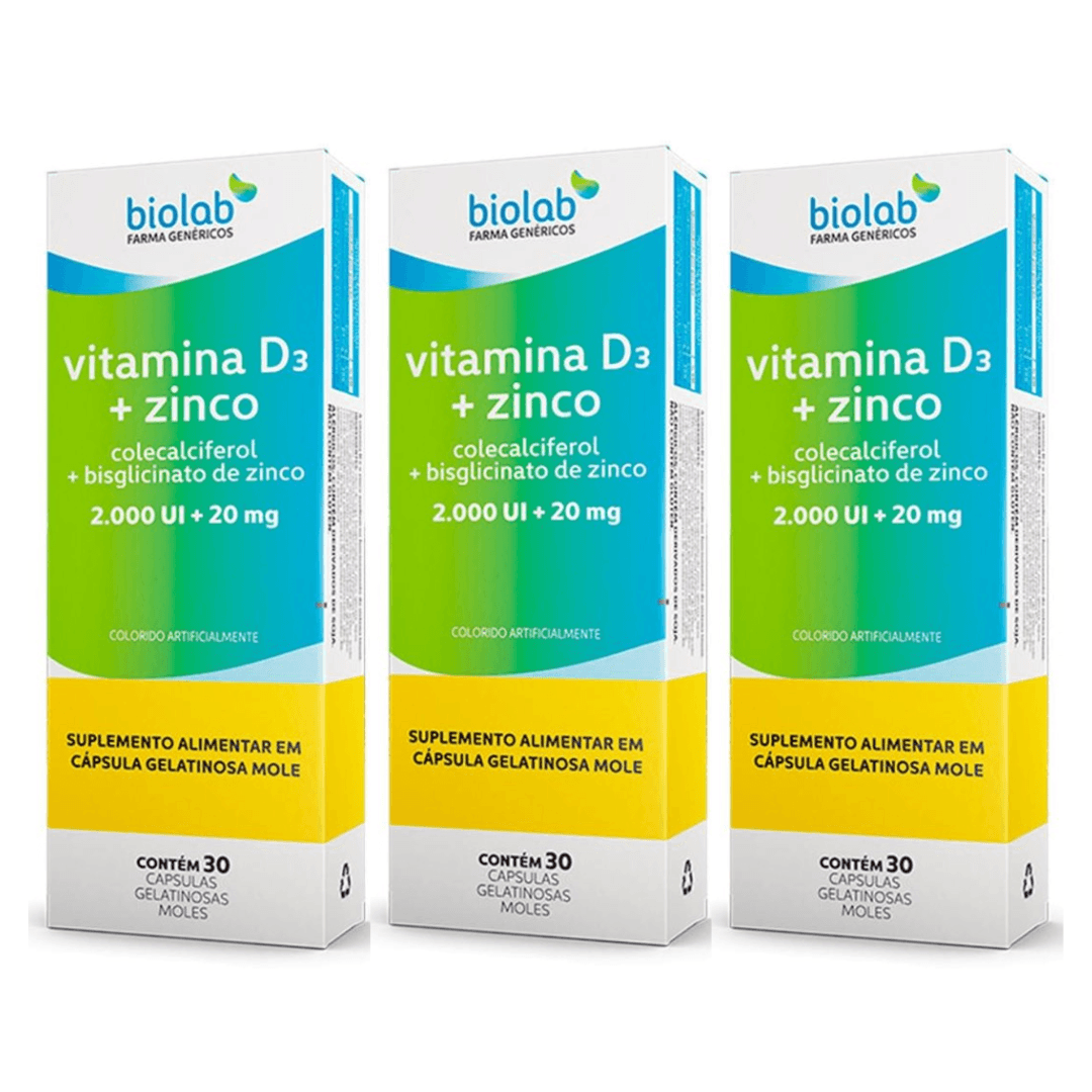 Vitamina D3 2000ui + Zinco 20mg Biolab 30 Cápsulas - Imagem 3